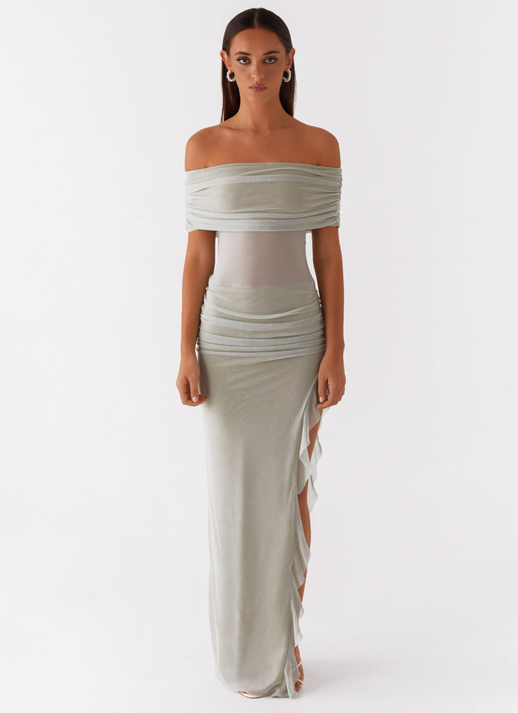 Peppermayo Peppermayo Exclusive - Nelly Off Shoulder Maxi Dress - Pistachio