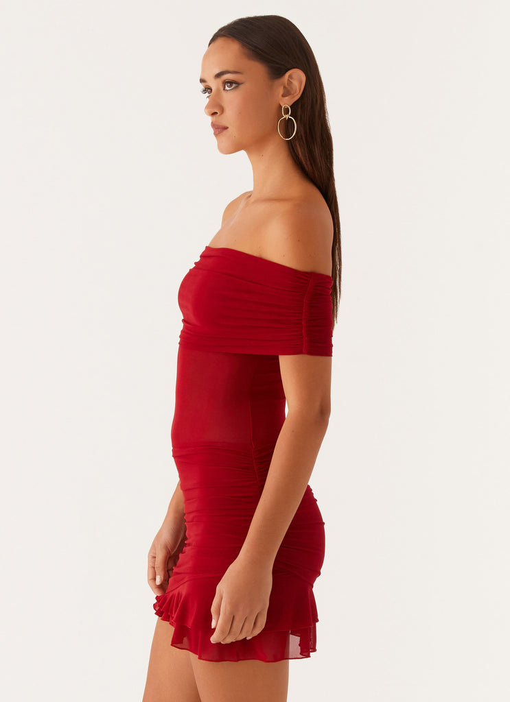 Peppermayo Peppermayo Exclusive - Nelly Off Shoulder Mini Dress - Deep Red