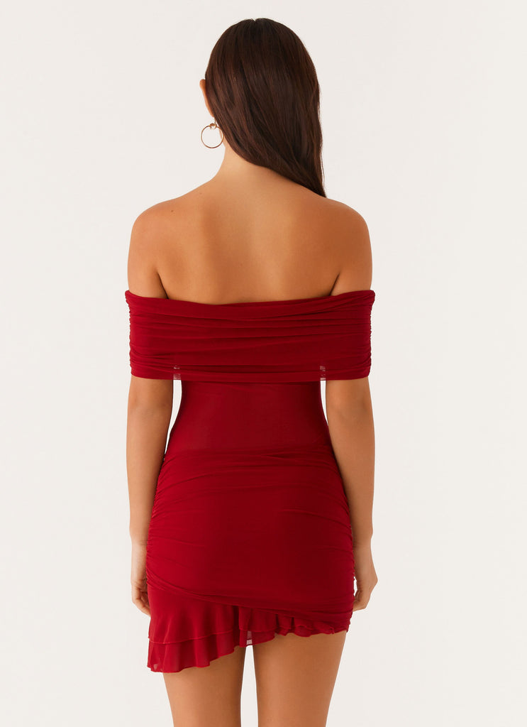 Peppermayo Peppermayo Exclusive - Nelly Off Shoulder Mini Dress - Deep Red