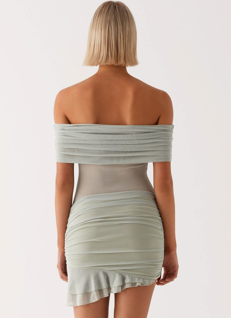 Peppermayo Peppermayo Exclusive - Nelly Off Shoulder Mini Dress - Pistachio