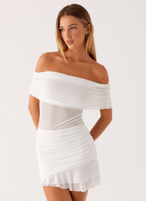 peppermayo Peppermayo Exclusive - Nelly Off Shoulder Mini Dress - White