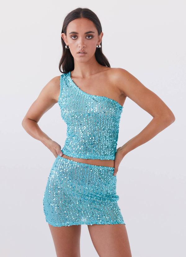 peppermayo Peppermayo Exclusive - Neon Nights Sequin Mini Skirt - Crystal