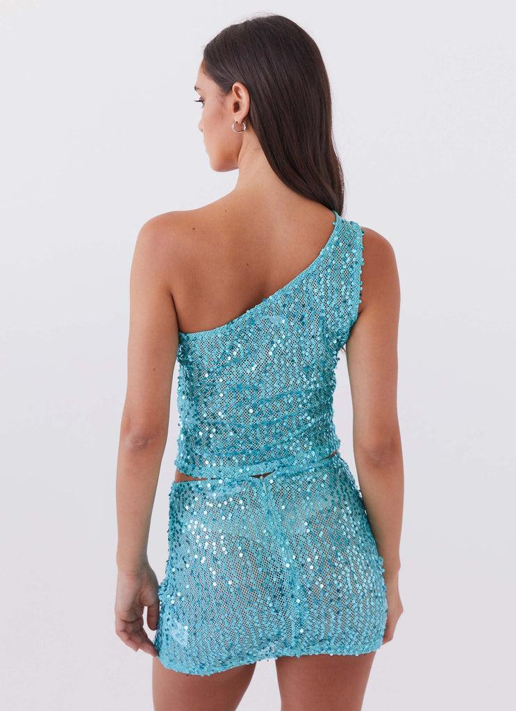 Peppermayo Peppermayo Exclusive - Neon Nights Sequin One Shoulder Top - Crystal