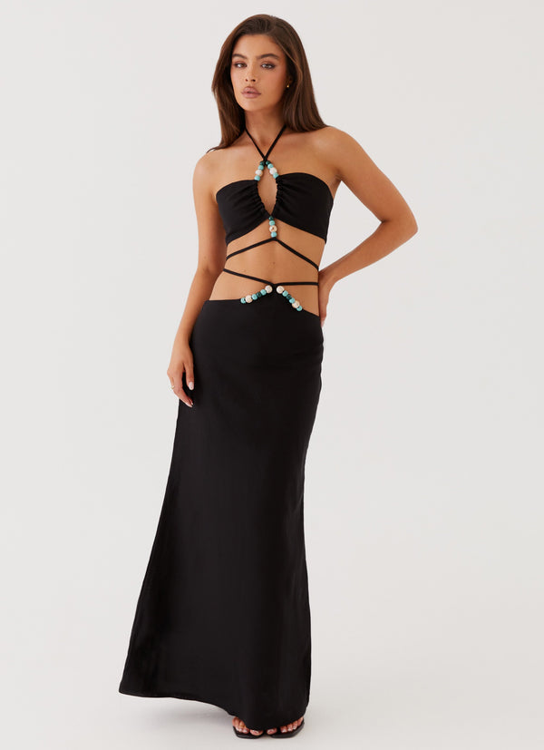 peppermayo Peppermayo Exclusive - Neveah Beaded Maxi Skirt - Black