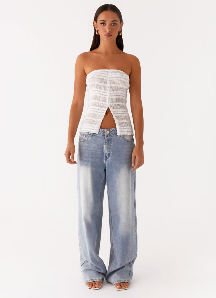 Peppermayo Peppermayo Exclusive - Next Time Shirred Strapless Top - White