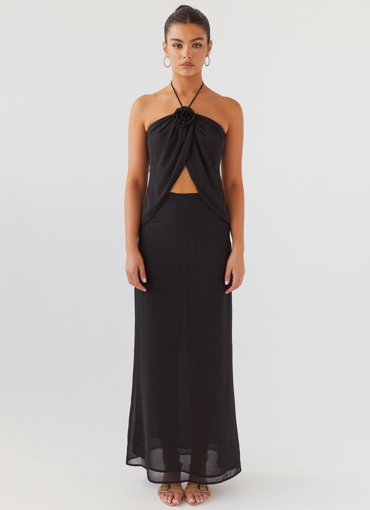 Peppermayo Peppermayo Exclusive - Nightfall Rose Tie Top - Midnight