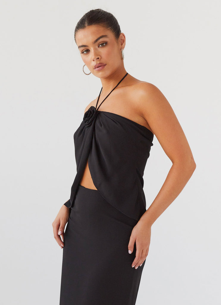 Peppermayo Peppermayo Exclusive - Nightfall Rose Tie Top - Midnight