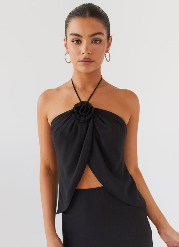 peppermayo Peppermayo Exclusive - Nightfall Rose Tie Top - Midnight