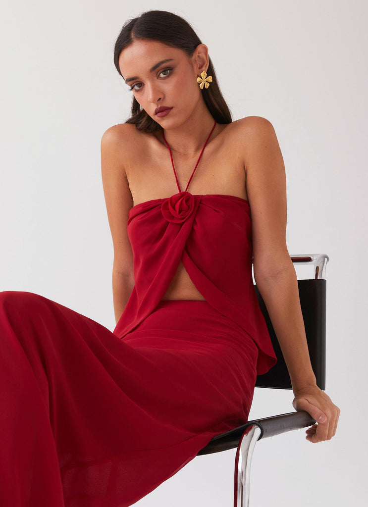 Peppermayo Peppermayo Exclusive - Nightfall Rose Tie Top - Rouge Red