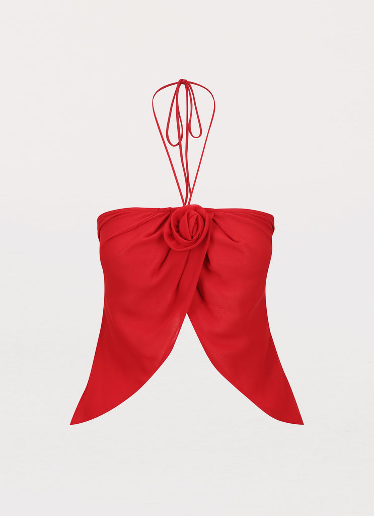 Peppermayo Peppermayo Exclusive - Nightfall Rose Tie Top - Rouge Red