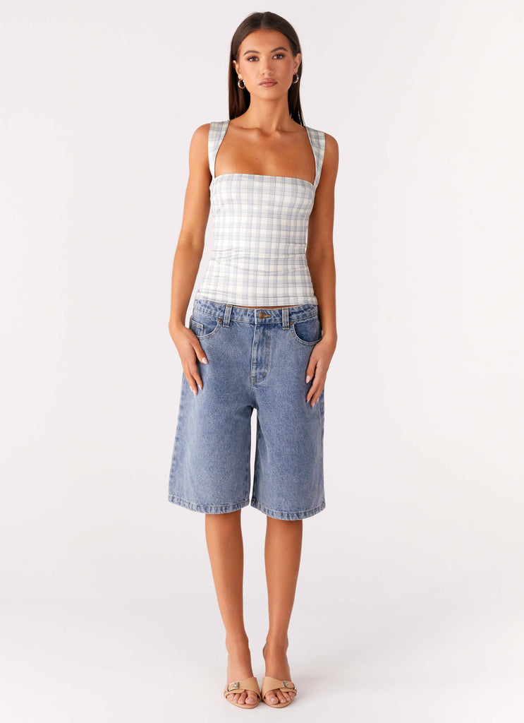 Peppermayo Peppermayo Exclusive - No Drama Strap Top - Grey Check