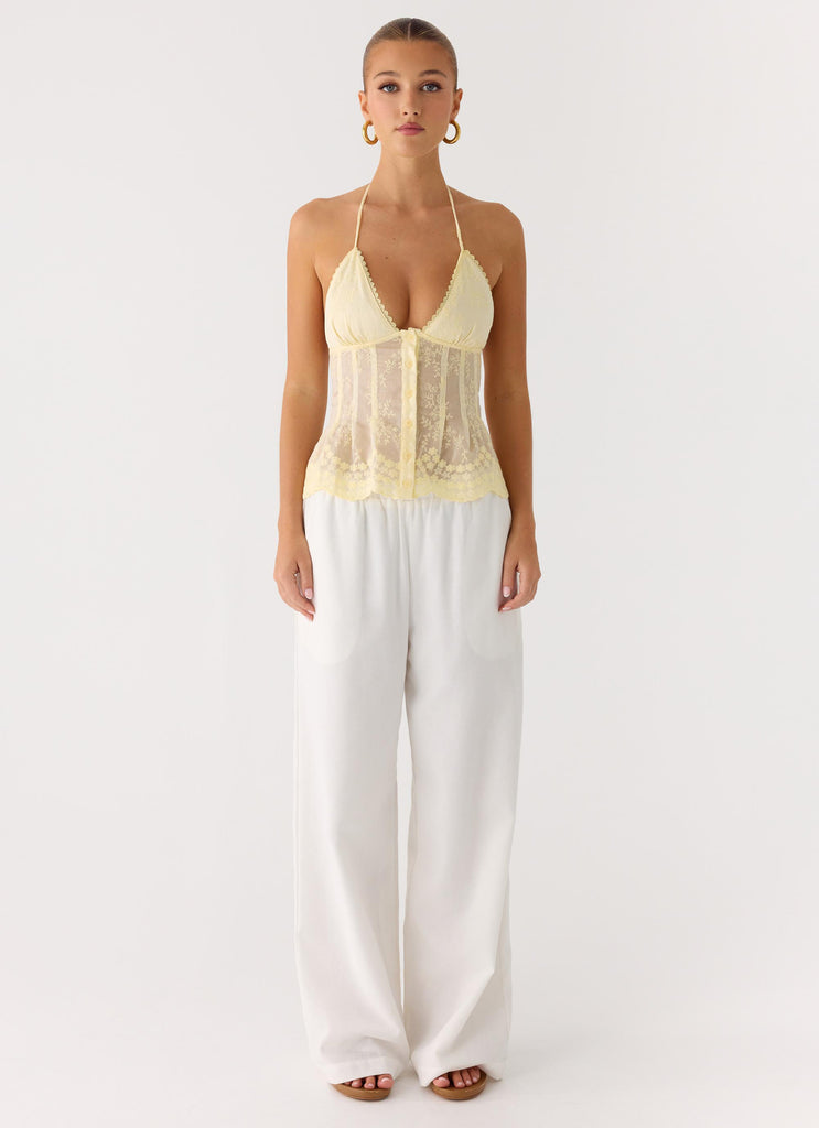 Peppermayo Peppermayo Exclusive - Non Stop Halter Top - Butter Yellow