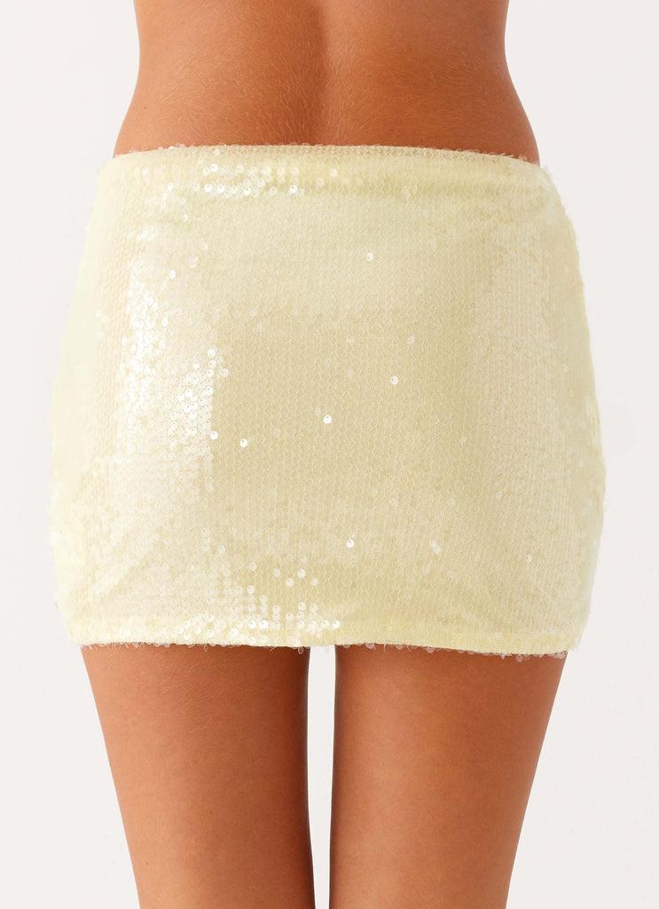 Peppermayo Peppermayo Exclusive - Nostalgic Nights Sequin Mini Skirt - Lemon Spritz