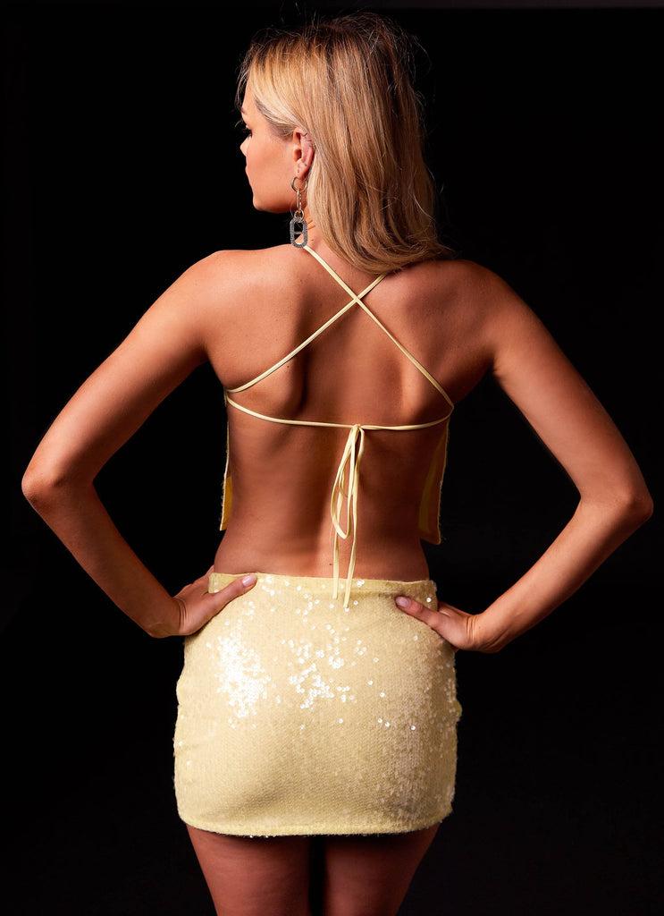 Peppermayo Peppermayo Exclusive - Nostalgic Nights Sequin Top - Lemon Spritz