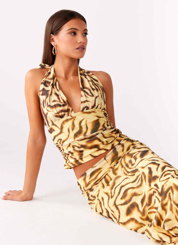 peppermayo Peppermayo Exclusive - Not My Problem Hater Neck Top - Yellow Zebra