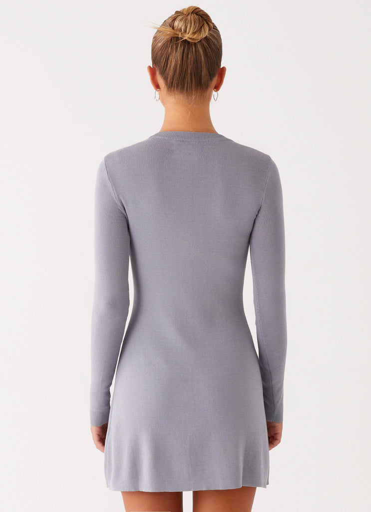 Peppermayo Peppermayo Exclusive - Not One Time Long Sleeve Knit Mini Dress - Grey