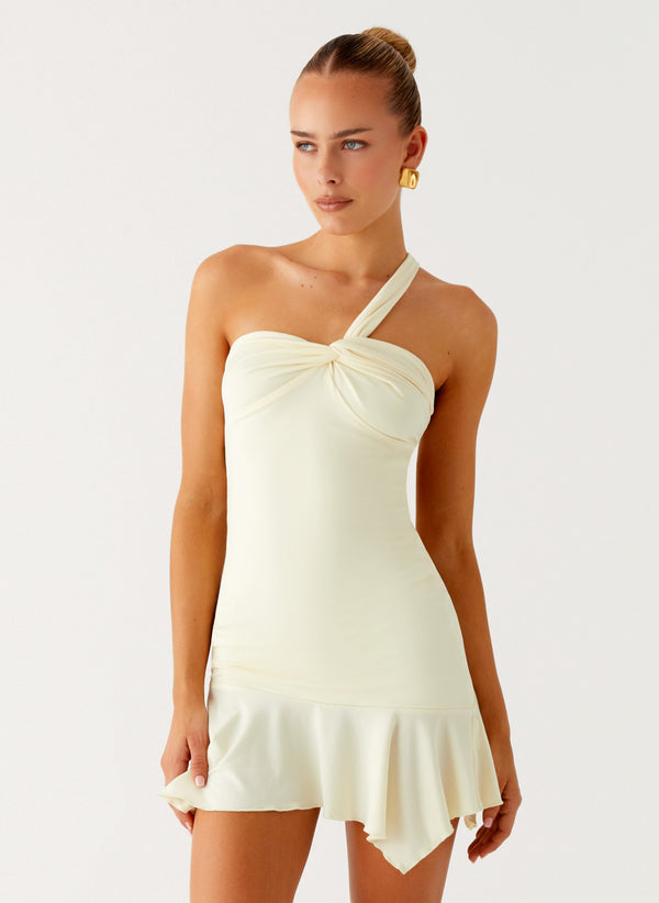 peppermayo Peppermayo Exclusive - Not Your Fan Cut Out Mini Dress - Yellow