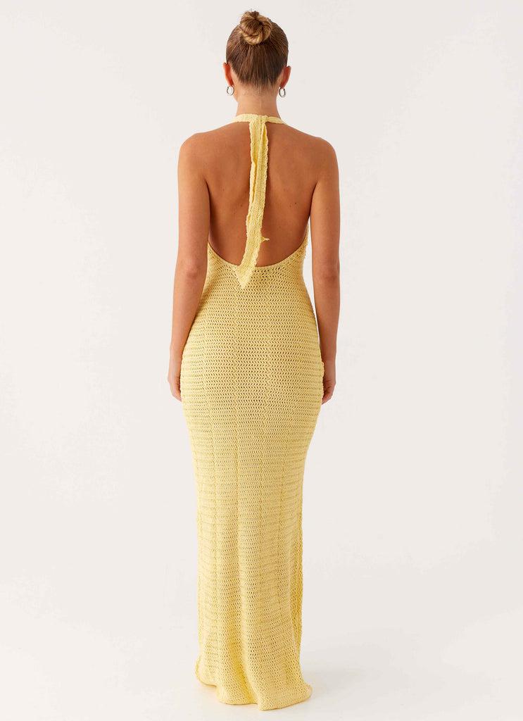 Peppermayo Peppermayo Exclusive - Novalee Flower Crochet Maxi Dress - Yellow