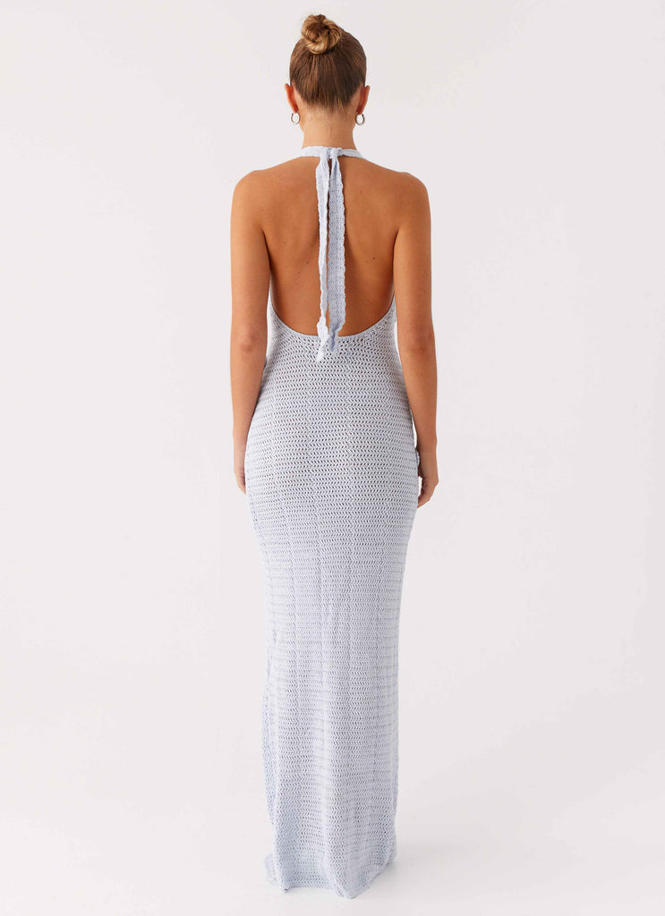 Peppermayo Peppermayo Exclusive - Novalee Flower Crochet Maxi Dress - Blue