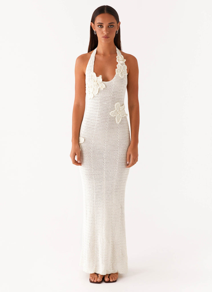 Peppermayo Peppermayo Exclusive - Novalee Flower Crochet Maxi Dress - Ivory