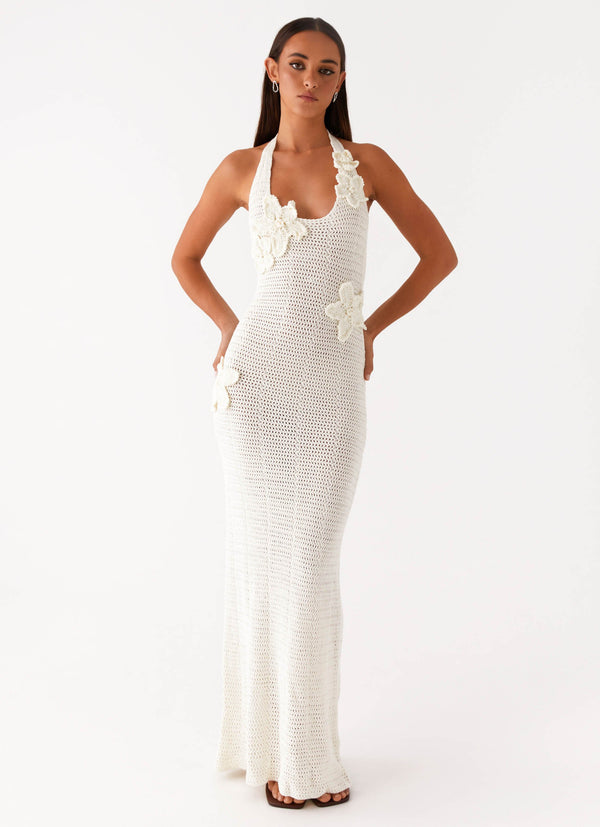 peppermayo Peppermayo Exclusive - Novalee Flower Crochet Maxi Dress - Ivory