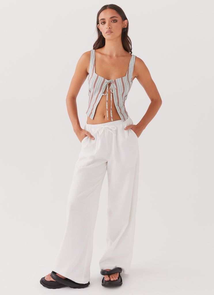 Peppermayo Peppermayo Exclusive - Oasis Dreams Linen Tie Top - Coastal Stripe