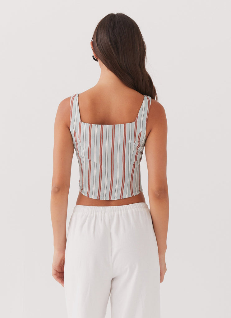 Peppermayo Peppermayo Exclusive - Oasis Dreams Linen Tie Top - Coastal Stripe