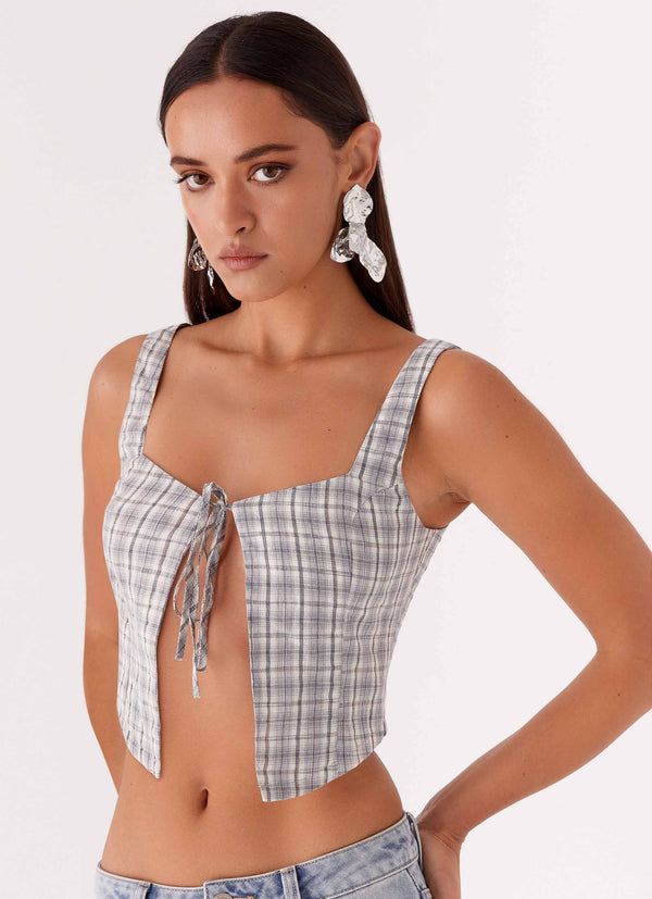 peppermayo Peppermayo Exclusive - Oasis Dreams Tie Top - Check