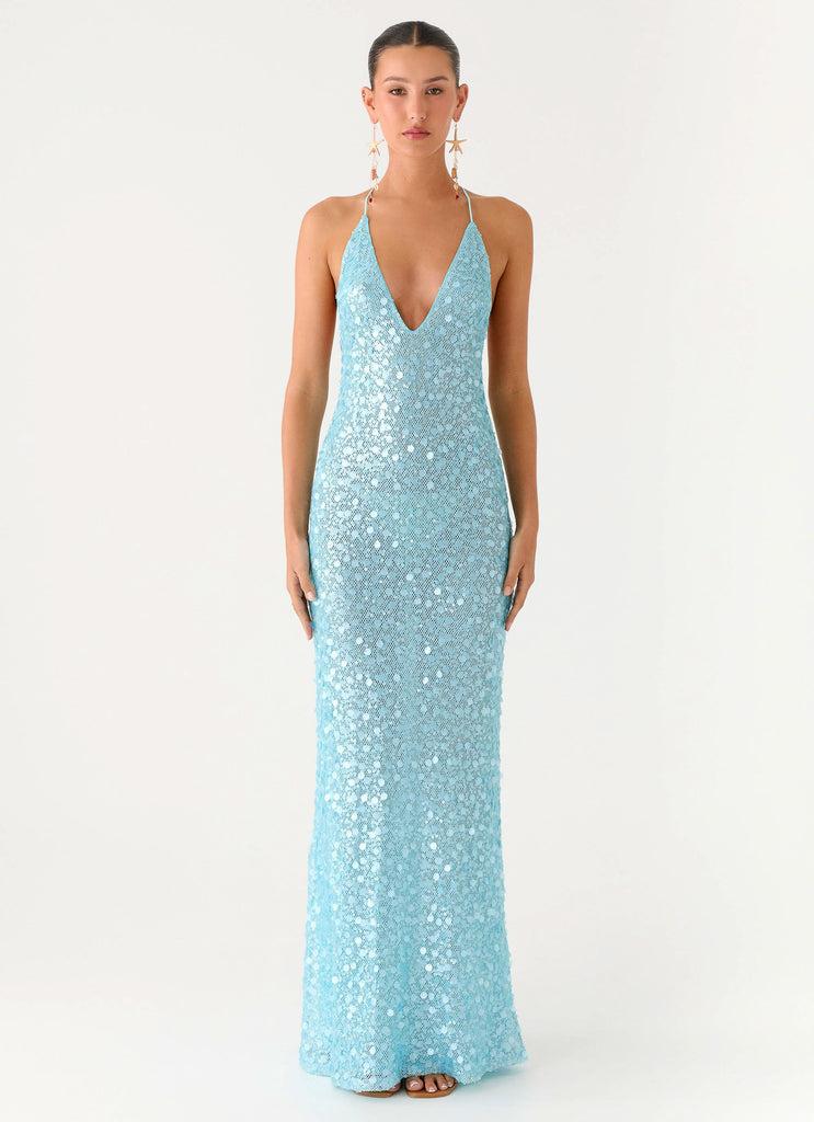 Peppermayo Peppermayo Exclusive - Ocean Views Sequin Maxi Dress - Blue