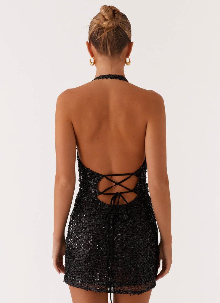 Peppermayo Peppermayo Exclusive - Odelia Sequin Cowl Mini Dress - Black