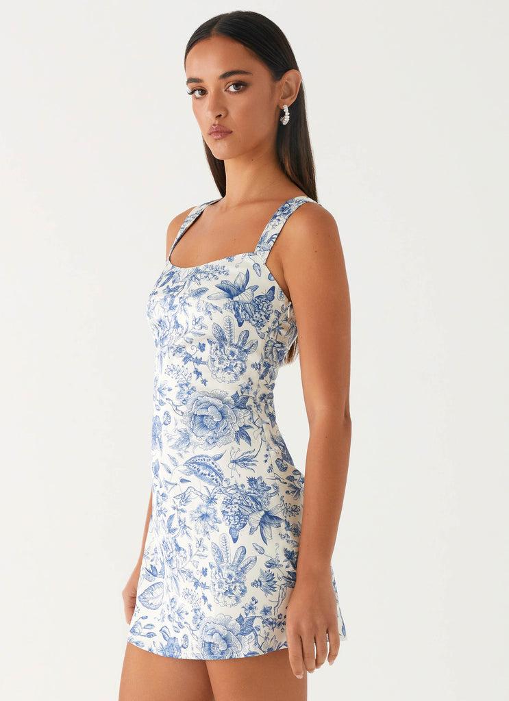 Peppermayo Peppermayo Exclusive - Odette Satin Mini Dress - Blue Paisley