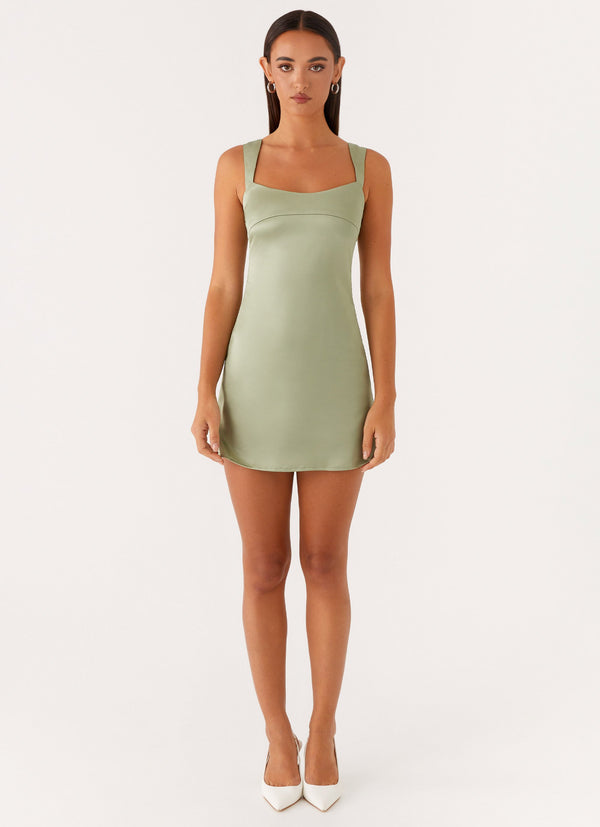 peppermayo Peppermayo Exclusive - Odette Satin Mini Dress - Sage