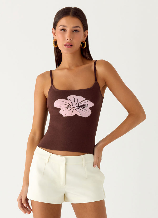 peppermayo Peppermayo Exclusive - Ofira Knit Tank Top - Espresso Meadow