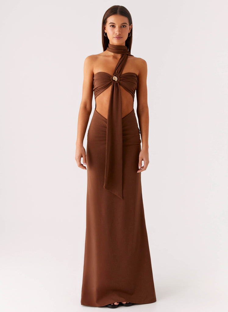 Peppermayo Peppermayo Exclusive - Olive Bloom Maxi Dress - Chocolate