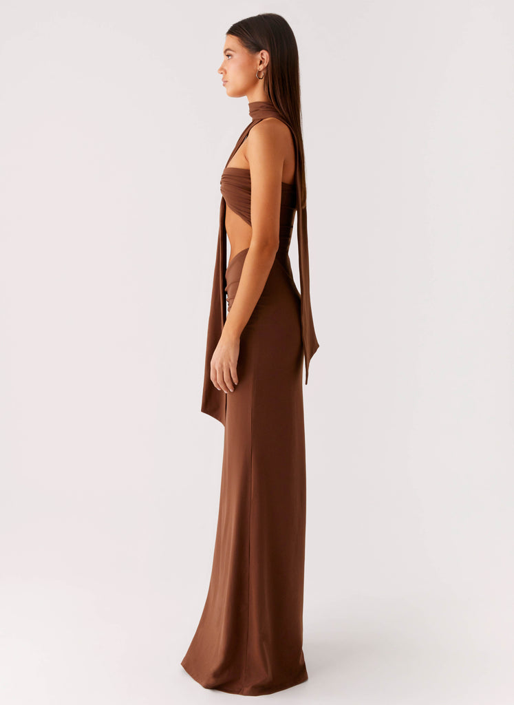 Peppermayo Peppermayo Exclusive - Olive Bloom Maxi Dress - Chocolate