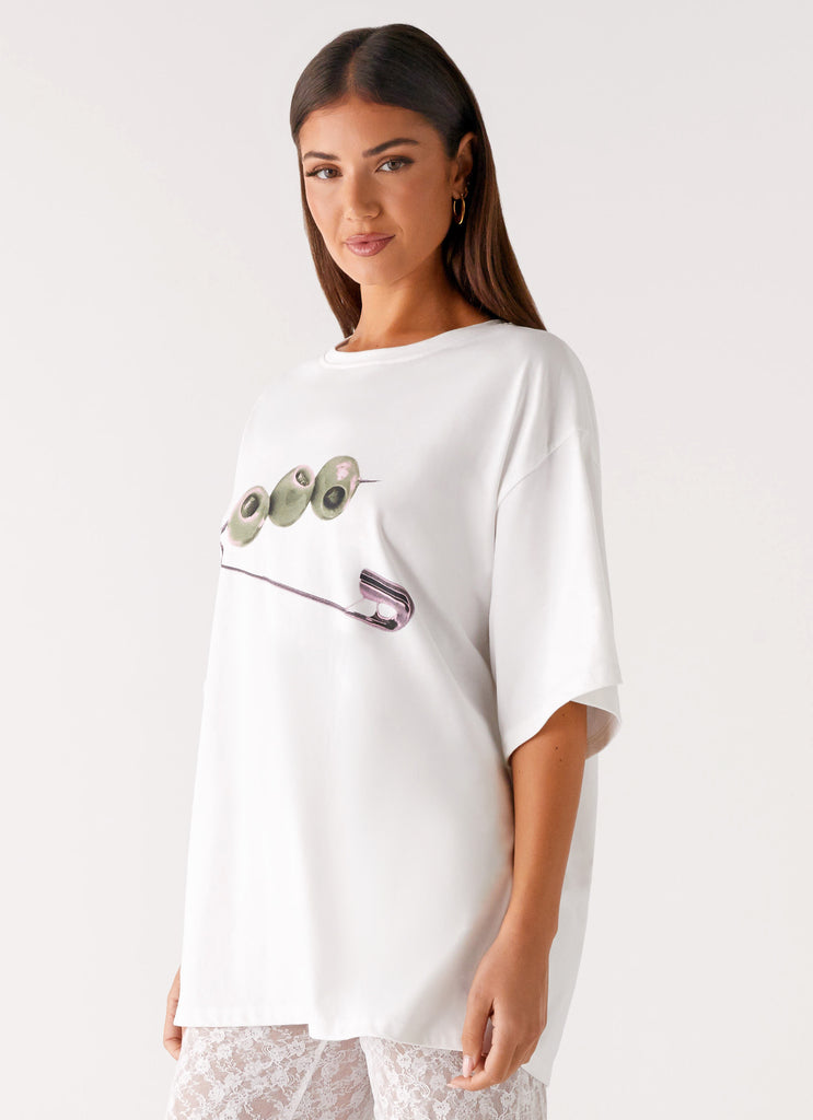 Peppermayo Peppermayo Exclusive - Olive Oversized Tee - White