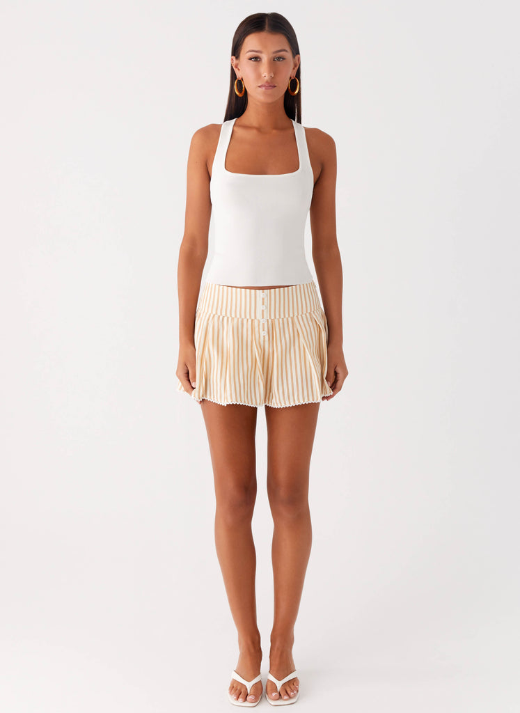 Peppermayo Peppermayo Exclusive - Oliviana Pleated Mini Skort - Taupe Stripe
