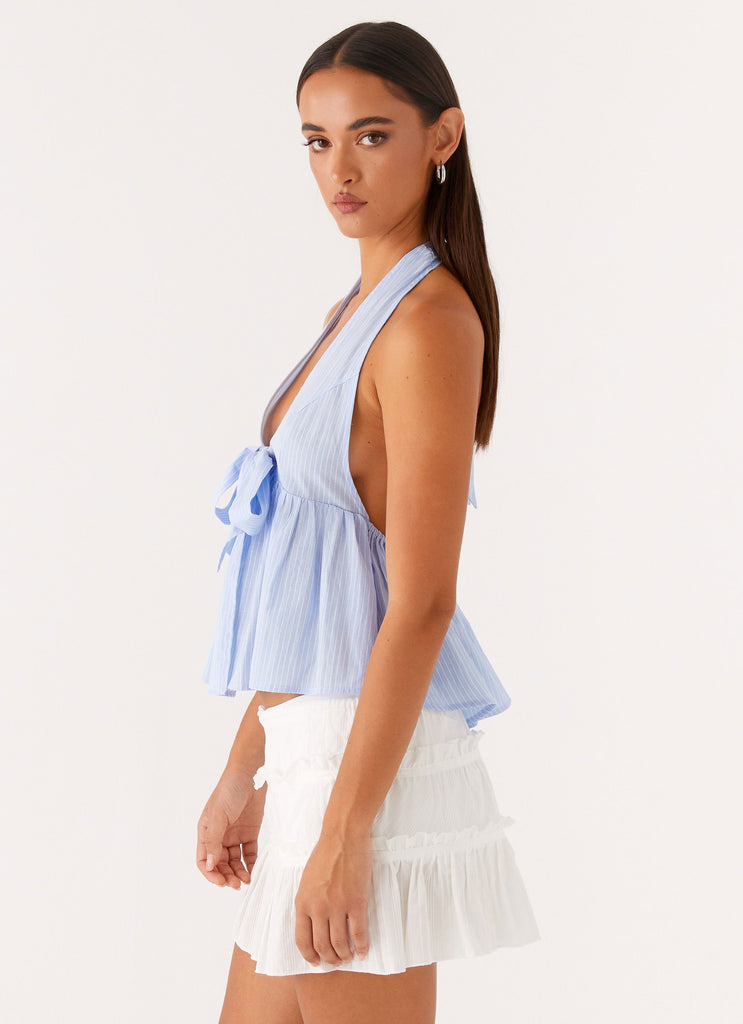 Peppermayo Peppermayo Exclusive - On Repeat Halter Top - Blue Stripe