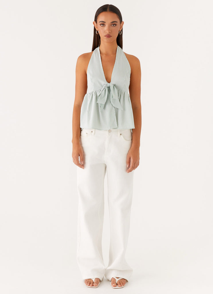Peppermayo Peppermayo Exclusive - On Repeat Halter Top - Green Stripe