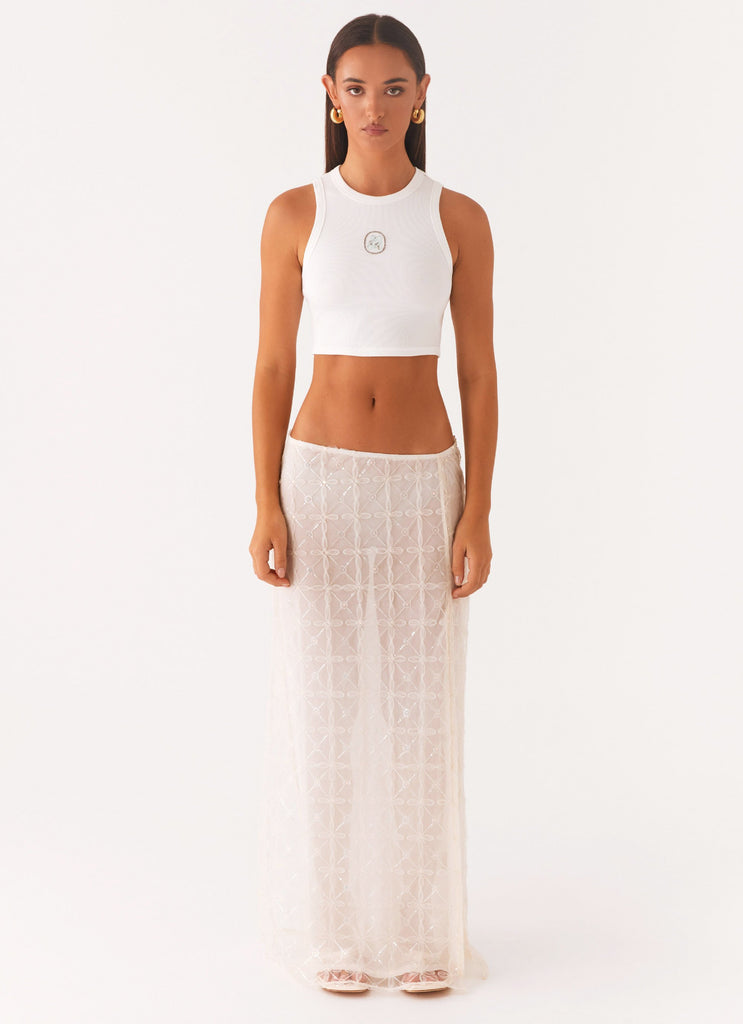 Peppermayo Peppermayo Exclusive - Opal Sequin Maxi Skirt - White
