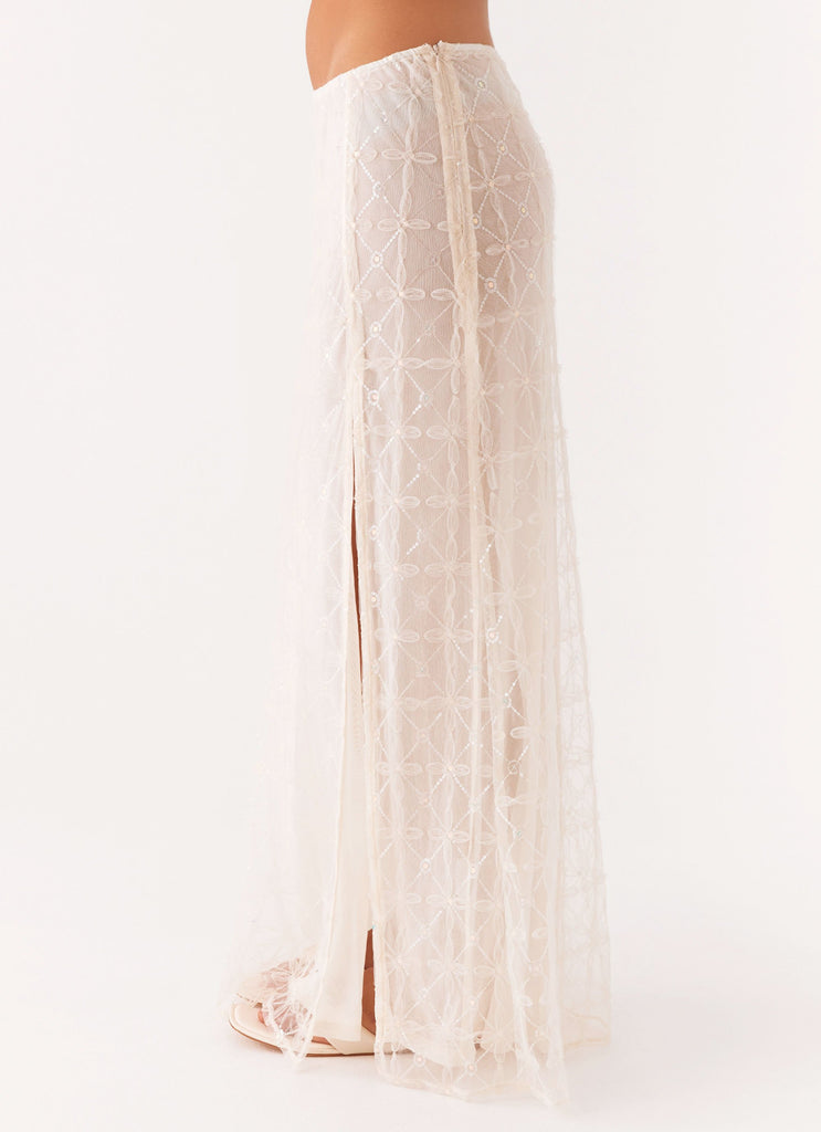 Peppermayo Peppermayo Exclusive - Opal Sequin Maxi Skirt - White