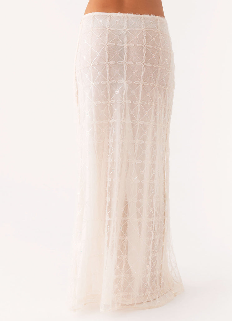 Peppermayo Peppermayo Exclusive - Opal Sequin Maxi Skirt - White