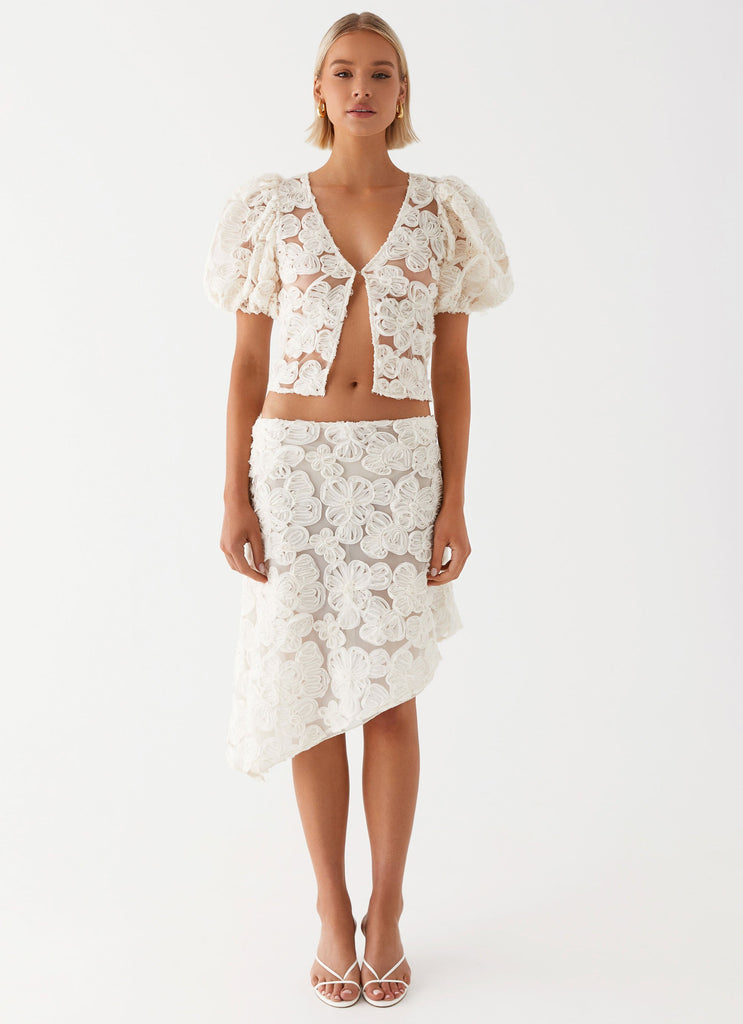 Peppermayo Peppermayo Exclusive - Orchid Breeze Midi Skirt - Ivory