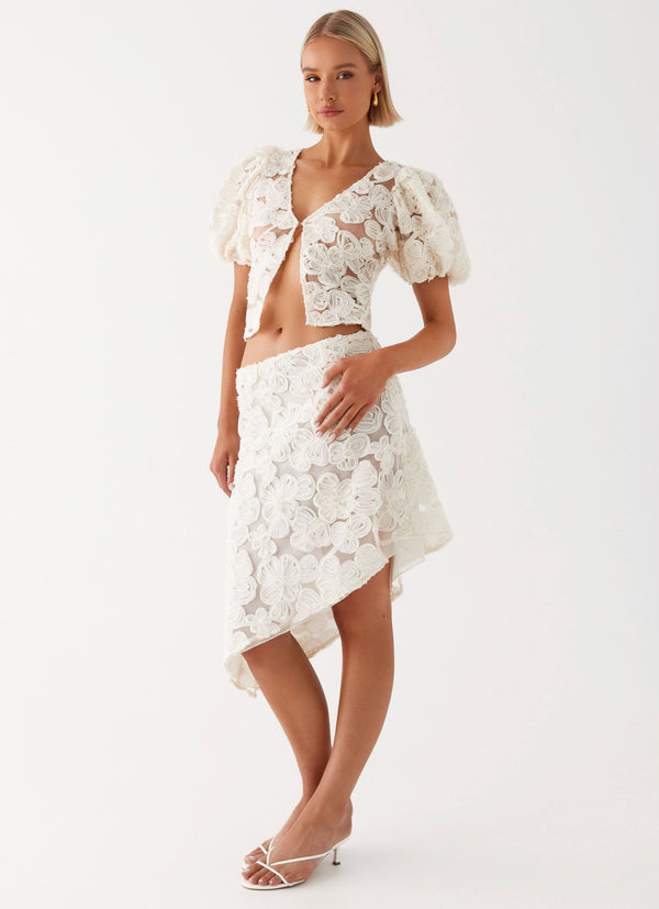 peppermayo Peppermayo Exclusive - Orchid Breeze Midi Skirt - Ivory