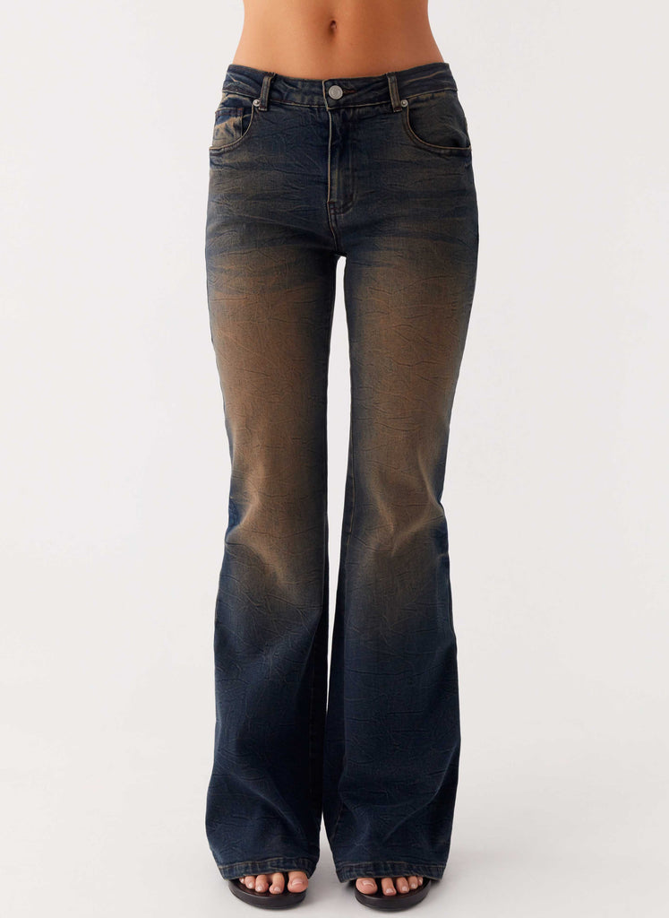 Peppermayo Peppermayo Exclusive - Oregon Flared Jeans - Dirty Black Wash