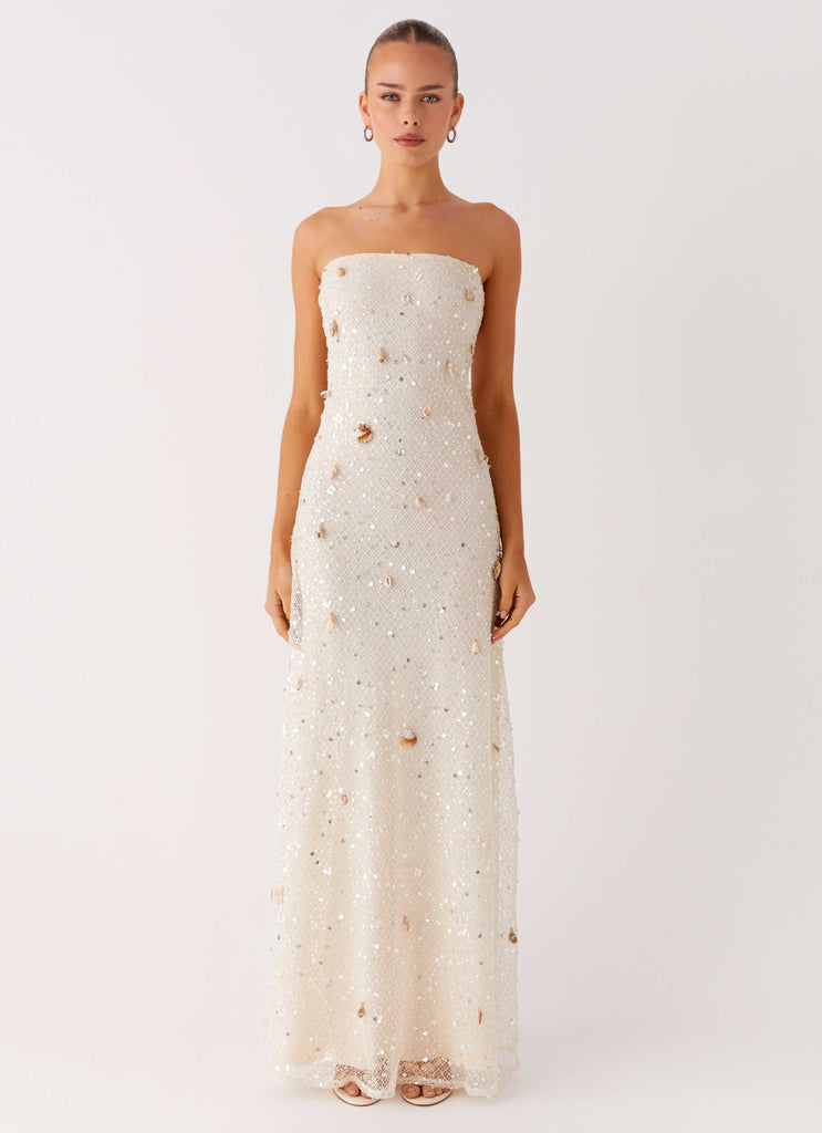 Peppermayo Peppermayo Exclusive - Orelli Shell Sequin Knit Maxi Dress - Ivory
