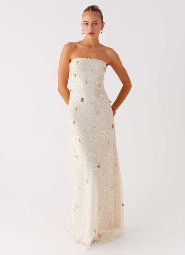 peppermayo Peppermayo Exclusive - Orelli Shell Sequin Knit Maxi Dress - Ivory