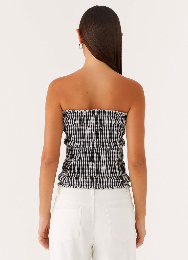 Peppermayo Peppermayo Exclusive - Orion Strapless Ruched Top - Black/White Gingham