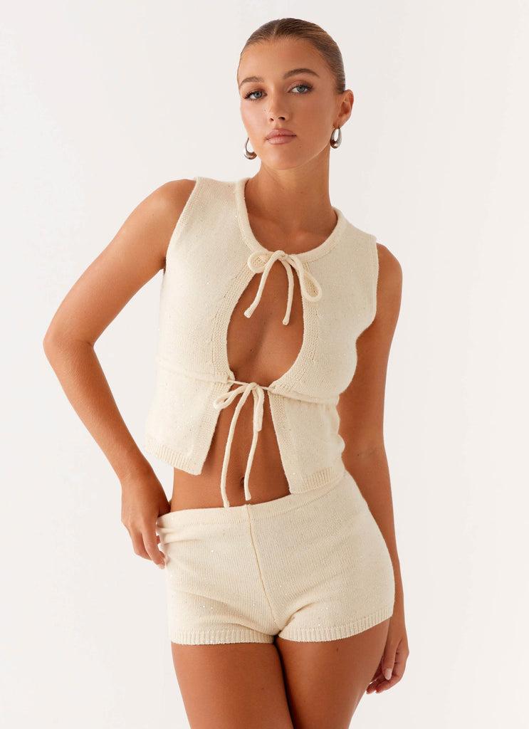 Peppermayo Peppermayo Exclusive - Ownley Sequin Knit Shorts - Ivory
