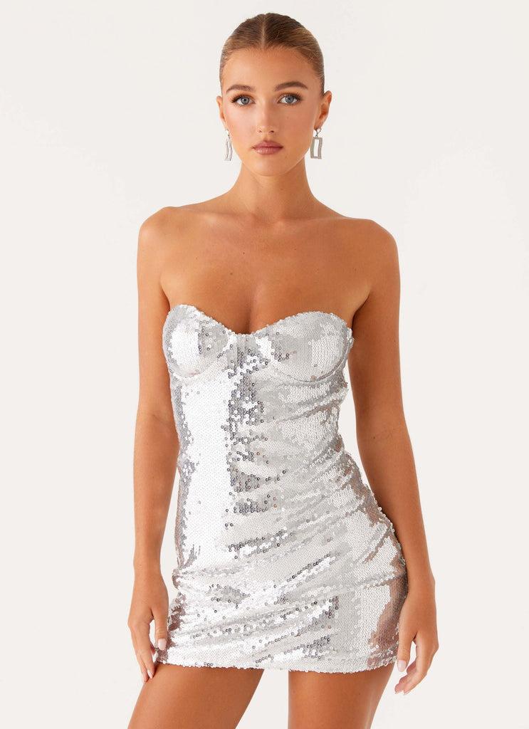 Peppermayo Peppermayo Exclusive - Pacha Sequin Mini Dress - Silver Sequin